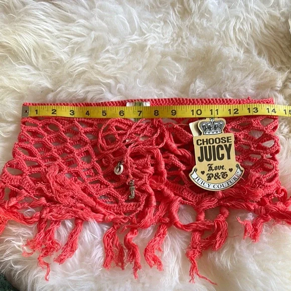 Juicy Couture Coral Crochet Fringe Skirt, L - Picture 4 of 7